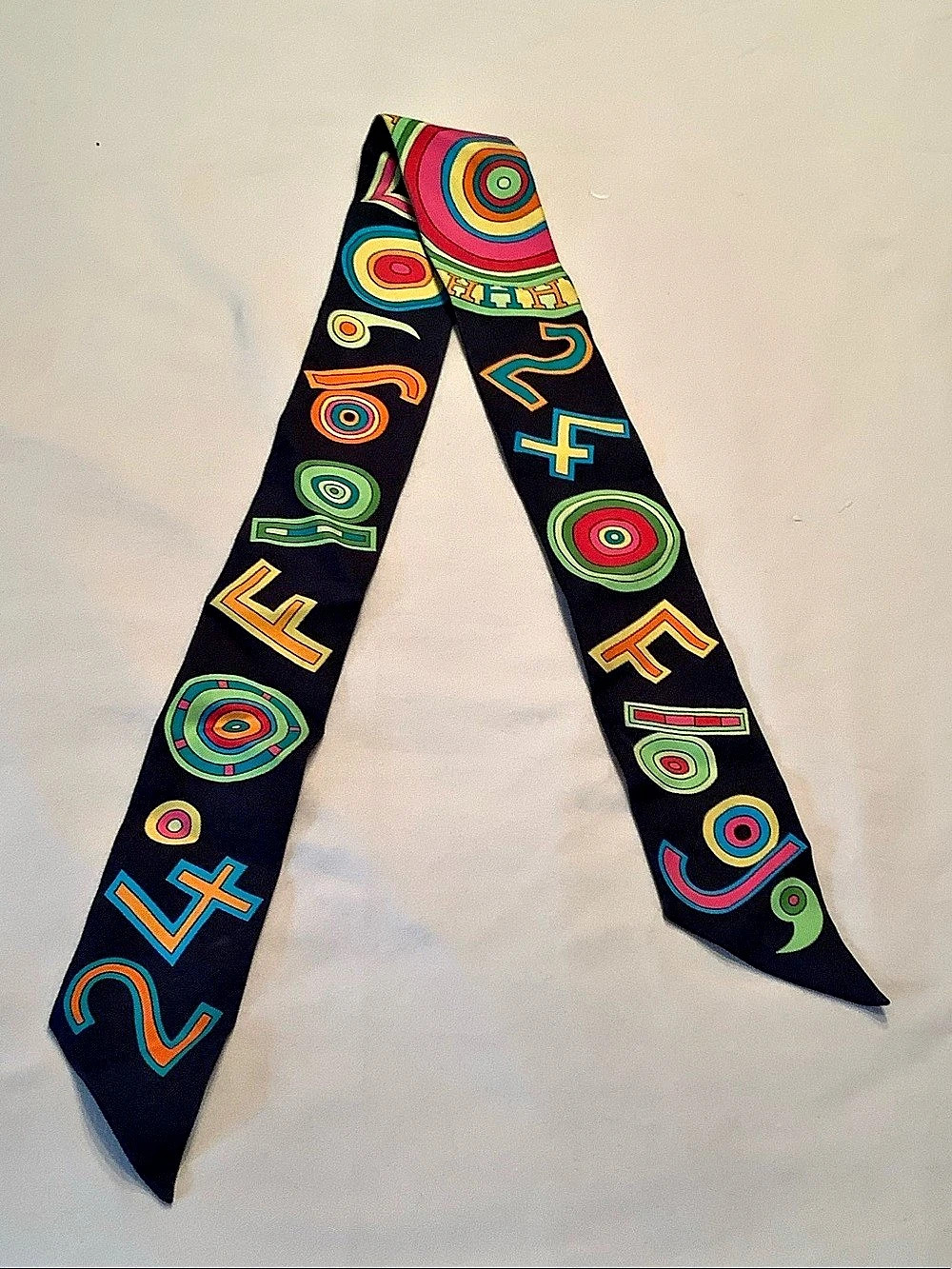 Hermès 24 Faubourg Twilly Scarf Black & Multicolor 33 x 2 in